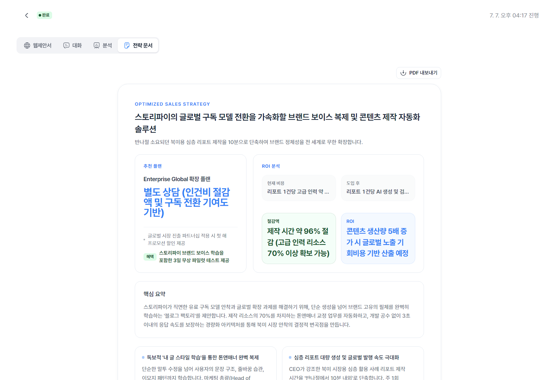 Fitsel 가상 인터뷰 전략 화면